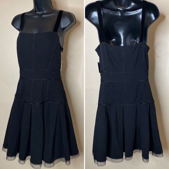 Juicy Couture Black Ponte Layered Hem Mini Dress Size 10 Runs Small - Picture 3 of 16